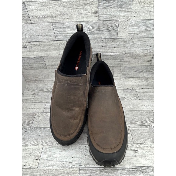 Merrell Mens Slip On Shoes Size 13 Brown Leather Comfort Casual Loafers - Picture 1 of 12